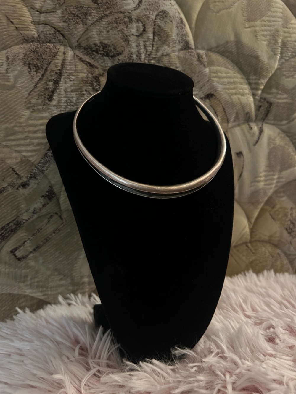 Vintage 925 Sterling Silver Torque Collar Necklace